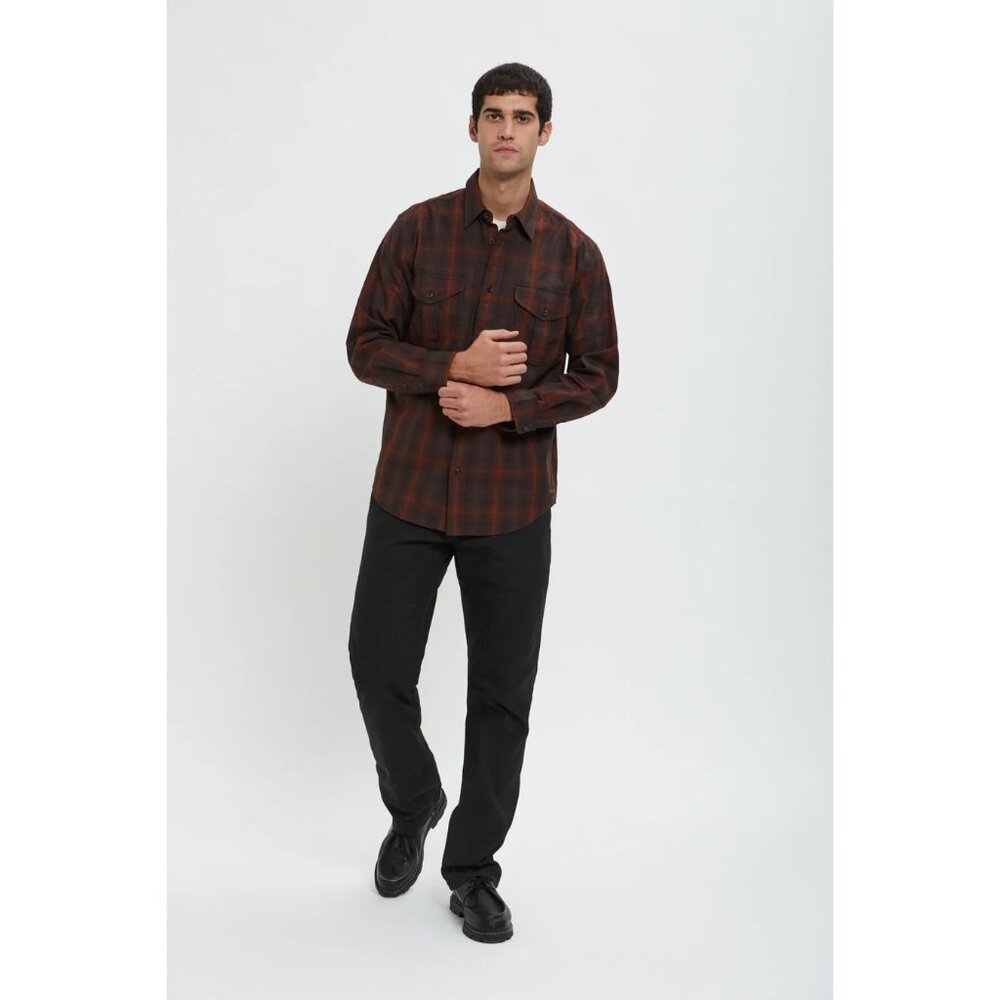 Filson lightweight Alaskan Guide Shirt rust brown blue plaid